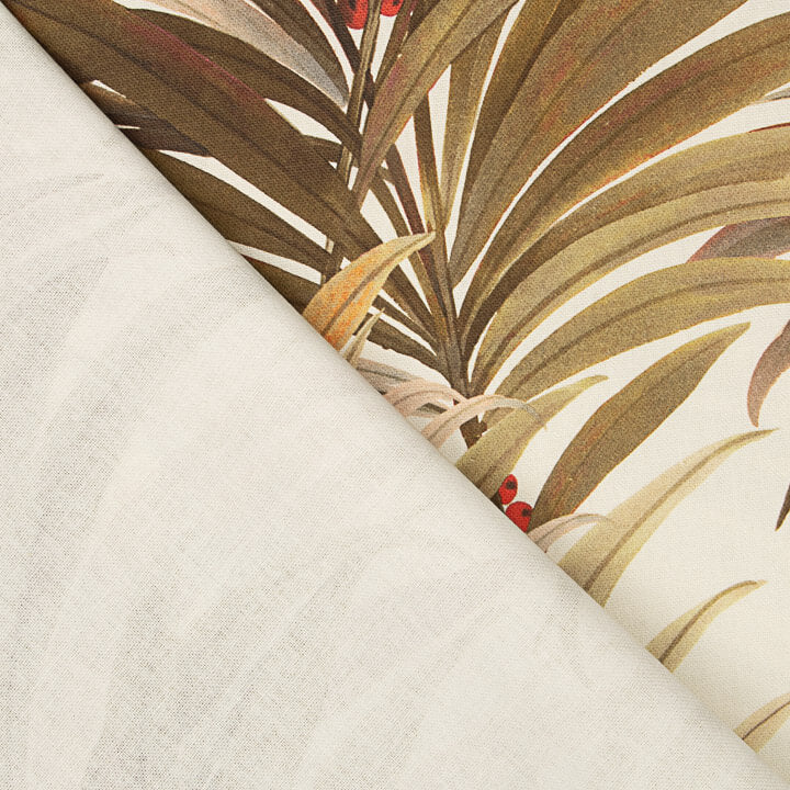 Ochre Tropical Palm Tree Printed Cotton Canvas - Ribes y Casals