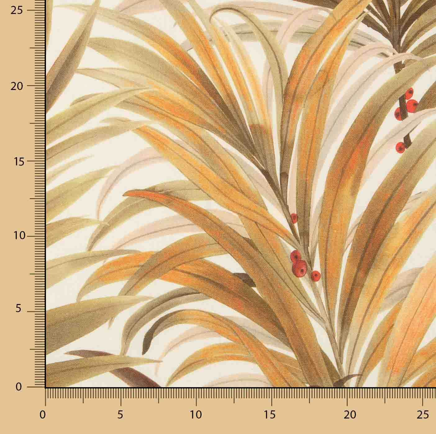 Ochre Tropical Palm Tree Printed Cotton Canvas - Ribes y Casals