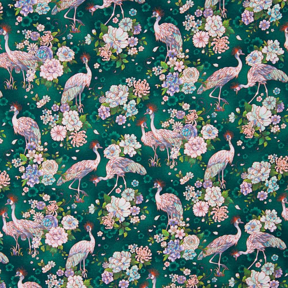 Dark Green Crane Cotton Patchwork - Ribes y Casals