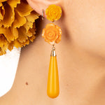 Flamenco Earrings with Rose and Curry Teardrop - Ribes y Casals