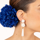 Flamenco Earrings with Rose and White Teardrop - Ribes y Casals