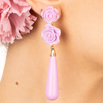 Flamenco Earrings with Rose and Mauve Teardrop - Ribes y Casals