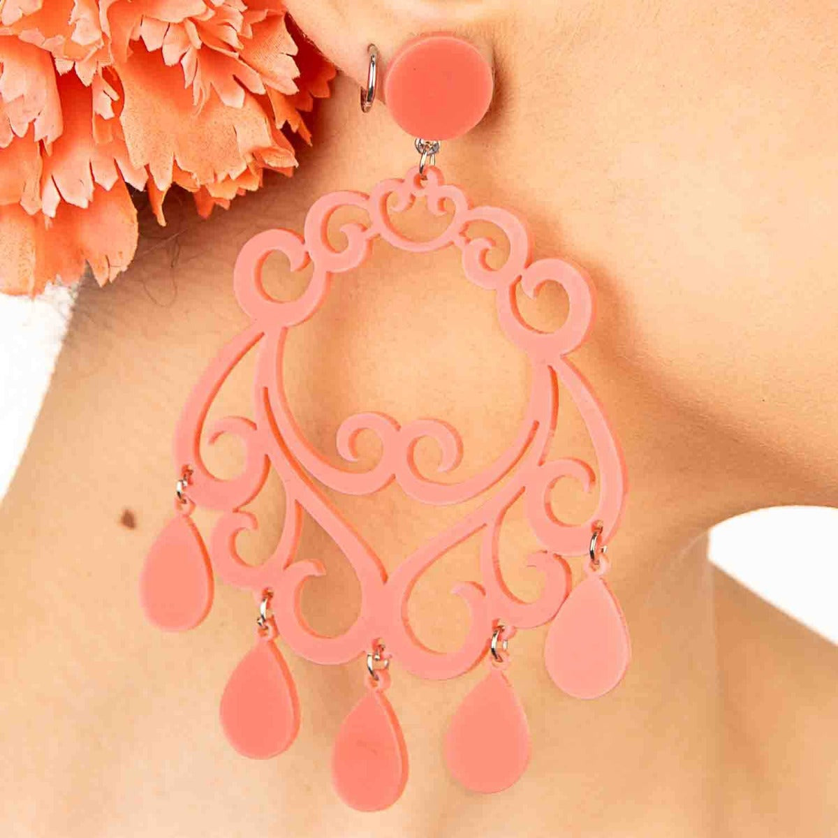 Mango-Coloured Flamenco Earrings - Ribes y Casals