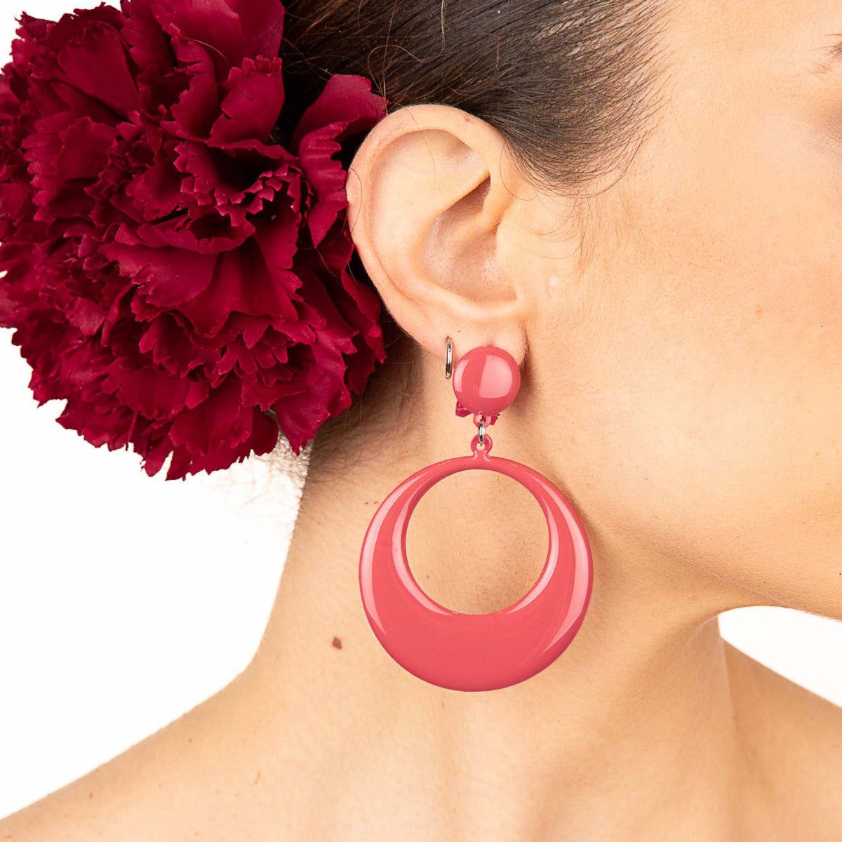 Coral Hoop Flamenco Earrings - Ribes y Casals