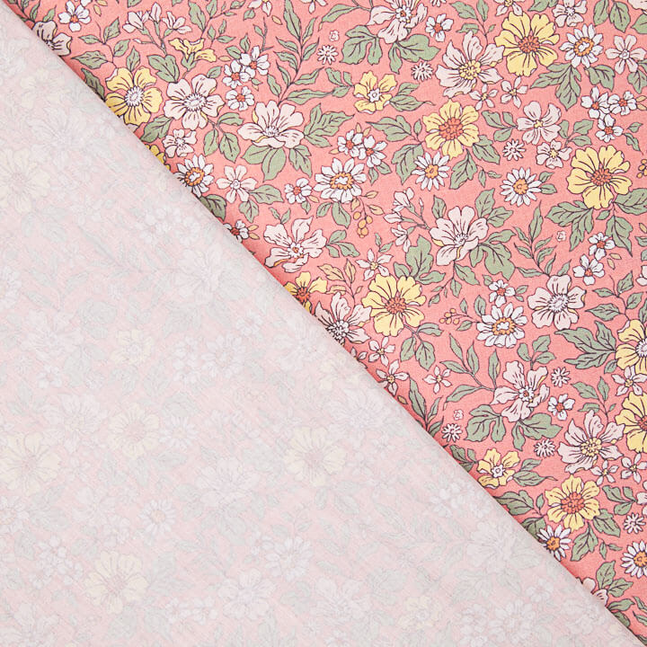 Coral ‘Wild Garden’ Printed Percale - Ribes y Casals