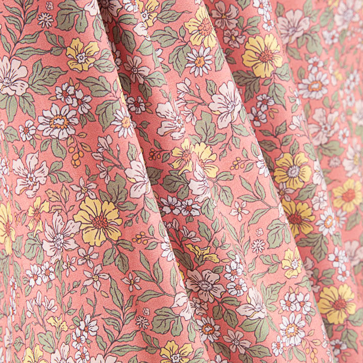 Coral ‘Wild Garden’ Printed Percale - Ribes y Casals