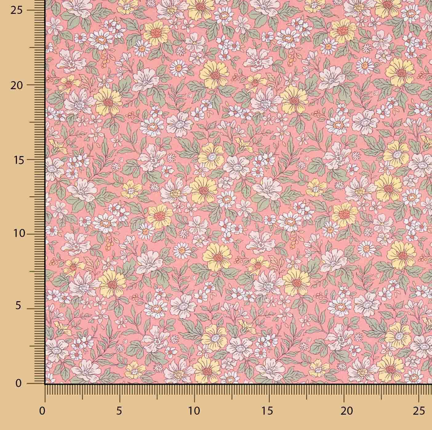 Coral ‘Wild Garden’ Printed Percale - Ribes y Casals