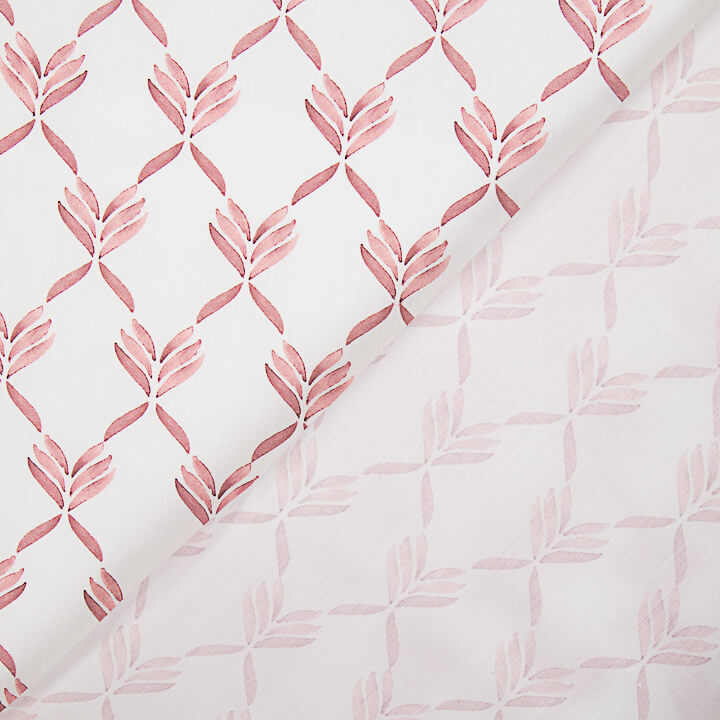 Coral Geometric Leaf Print Percale - Ribes y Casals