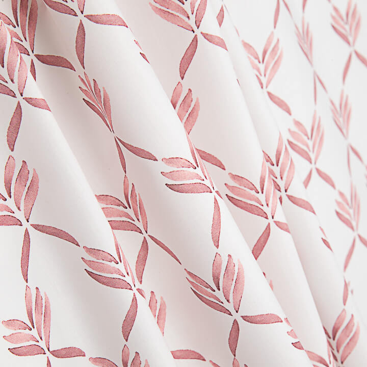 Coral Geometric Leaf Print Percale - Ribes y Casals