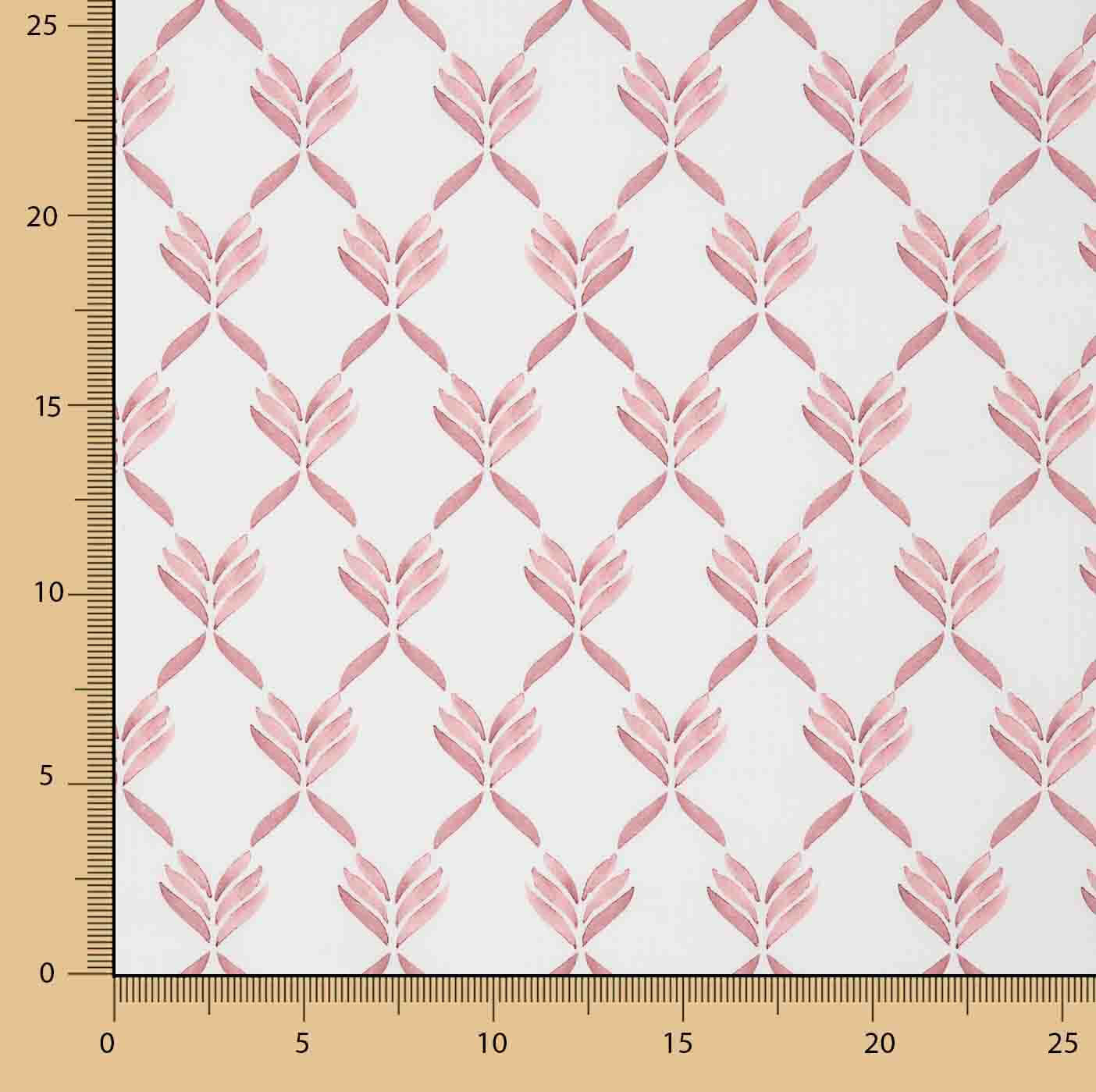 Coral Geometric Leaf Print Percale - Ribes y Casals