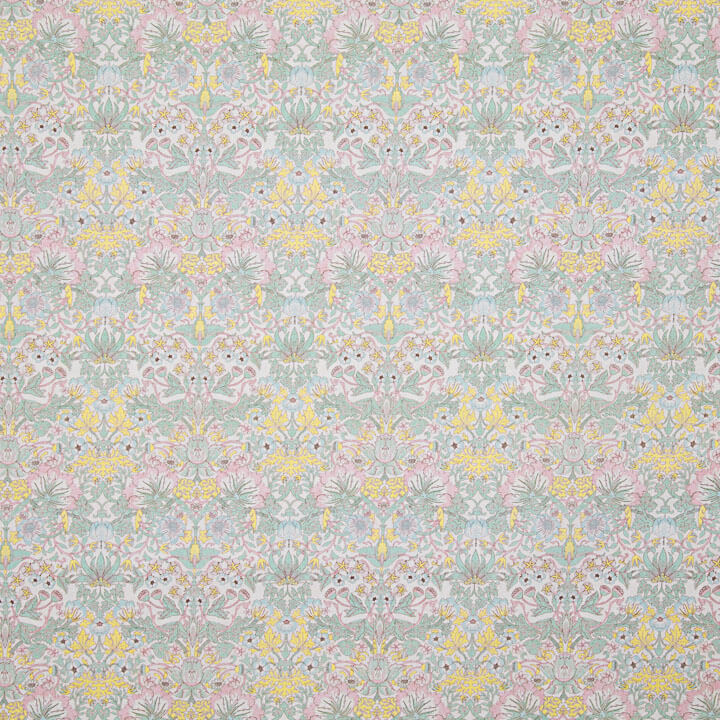 Versailles Garden Printed Percale in Pastel Aquamarine Green - Ribes y Casals