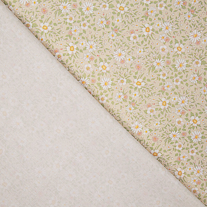 Beige Spring Daisies Printed Percale - Ribes y Casals