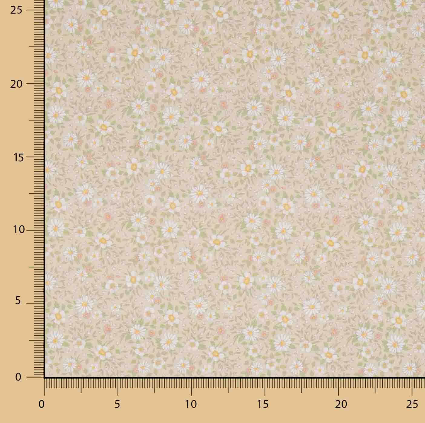 Beige Spring Daisies Printed Percale - Ribes y Casals