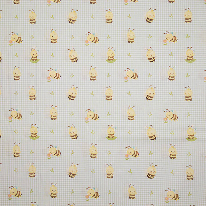Beige ‘Sweet Little Bees’ Printed Percale - Ribes y Casals
