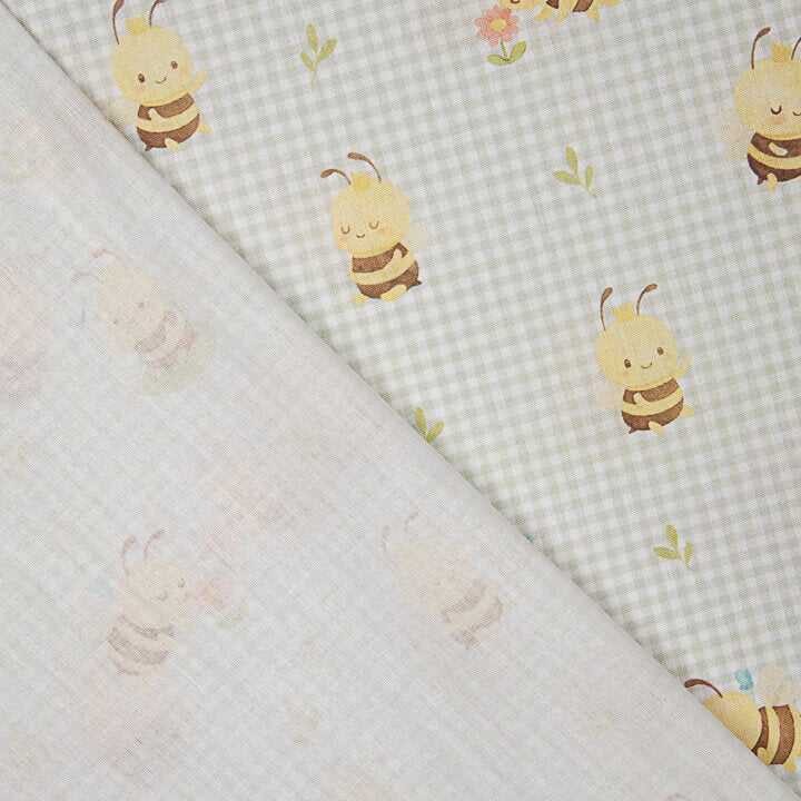 Beige ‘Sweet Little Bees’ Printed Percale - Ribes y Casals