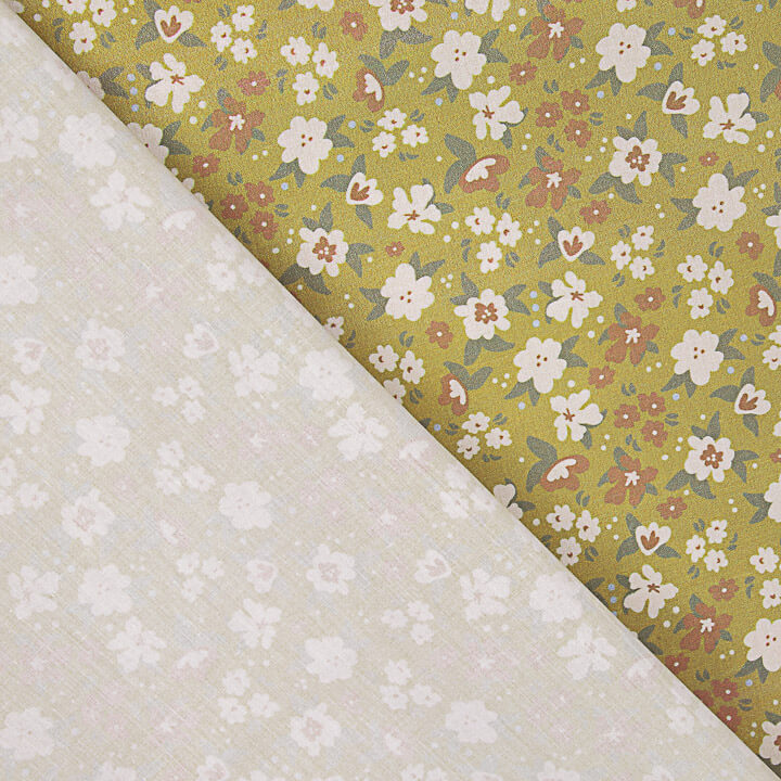 Mustard Floral Printed Percale - Ribes y Casals