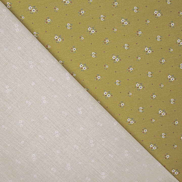 Honey-coloured Mini Floral Printed Percale - Ribes y Casals