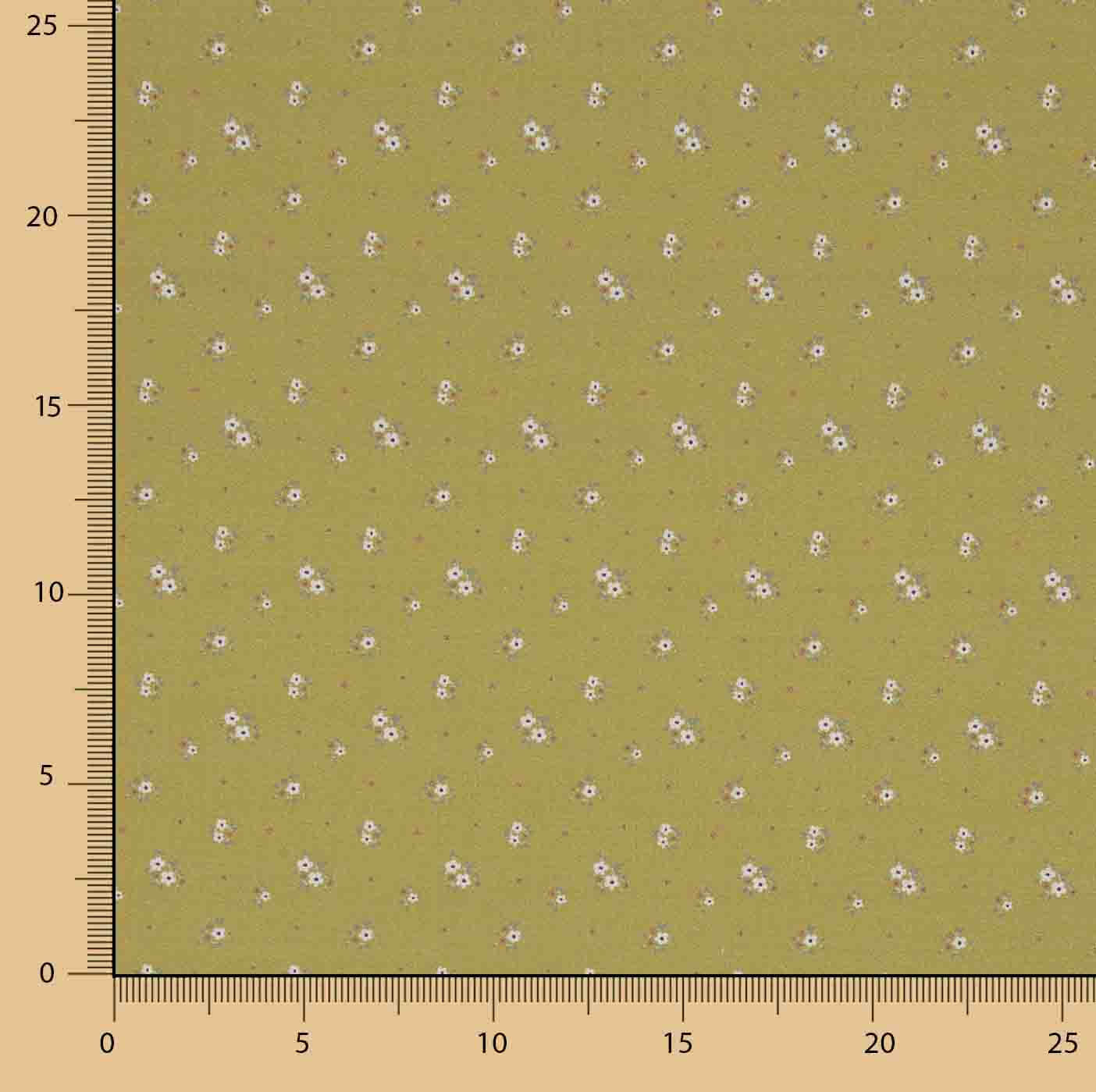Honey-coloured Mini Floral Printed Percale - Ribes y Casals