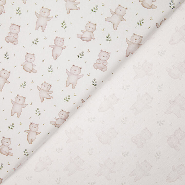 Beige ‘Little Forest Bears’ Printed Percale - Ribes y Casals