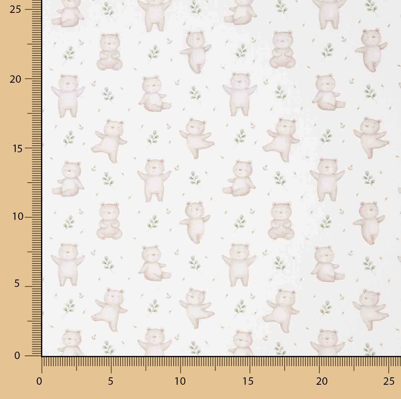 Beige ‘Little Forest Bears’ Printed Percale - Ribes y Casals