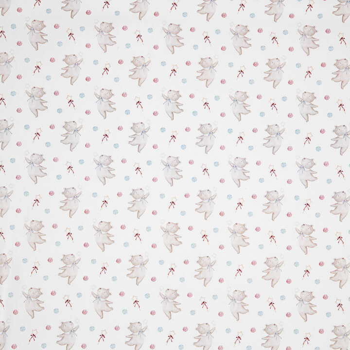 Pink and Blue Flying Bears Printed Percale - Ribes y Casals
