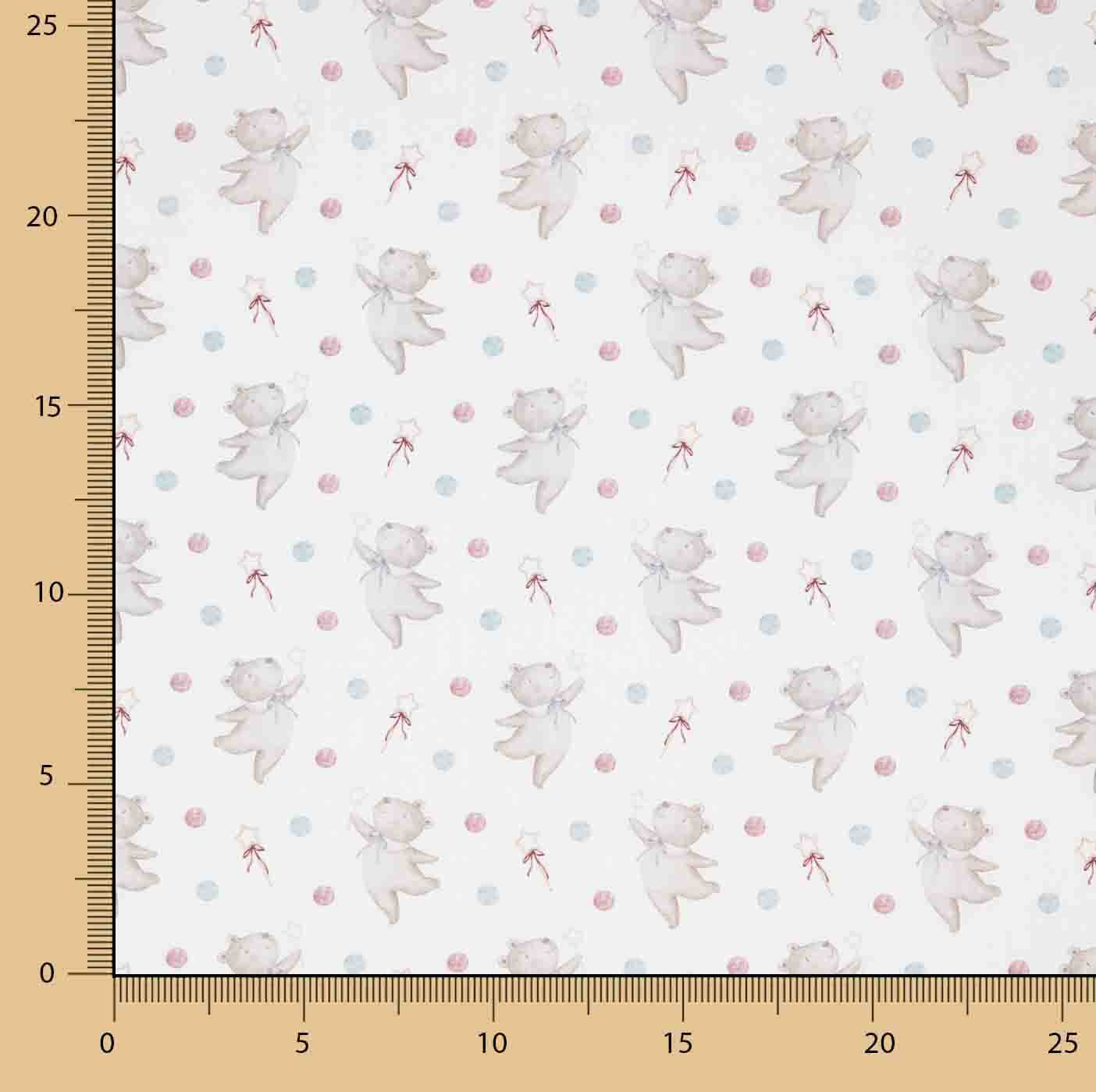 Pink and Blue Flying Bears Printed Percale - Ribes y Casals