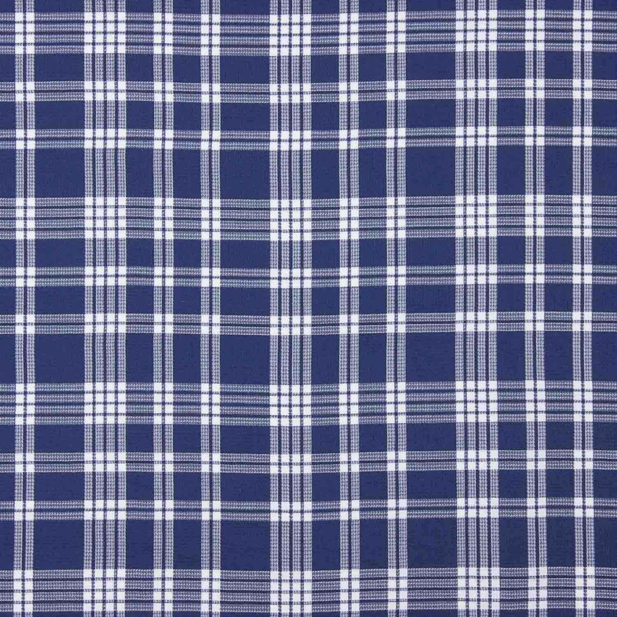 Blue and White Checked Cotton Piqué Fabric - Ribes y Casals