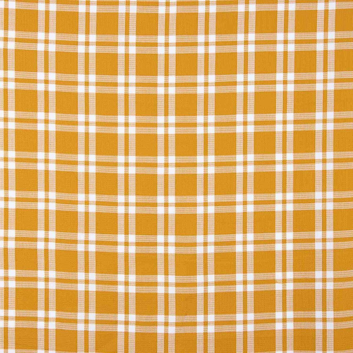 Pumpkin and White Checked Cotton Piqué Fabric - Ribes y Casals