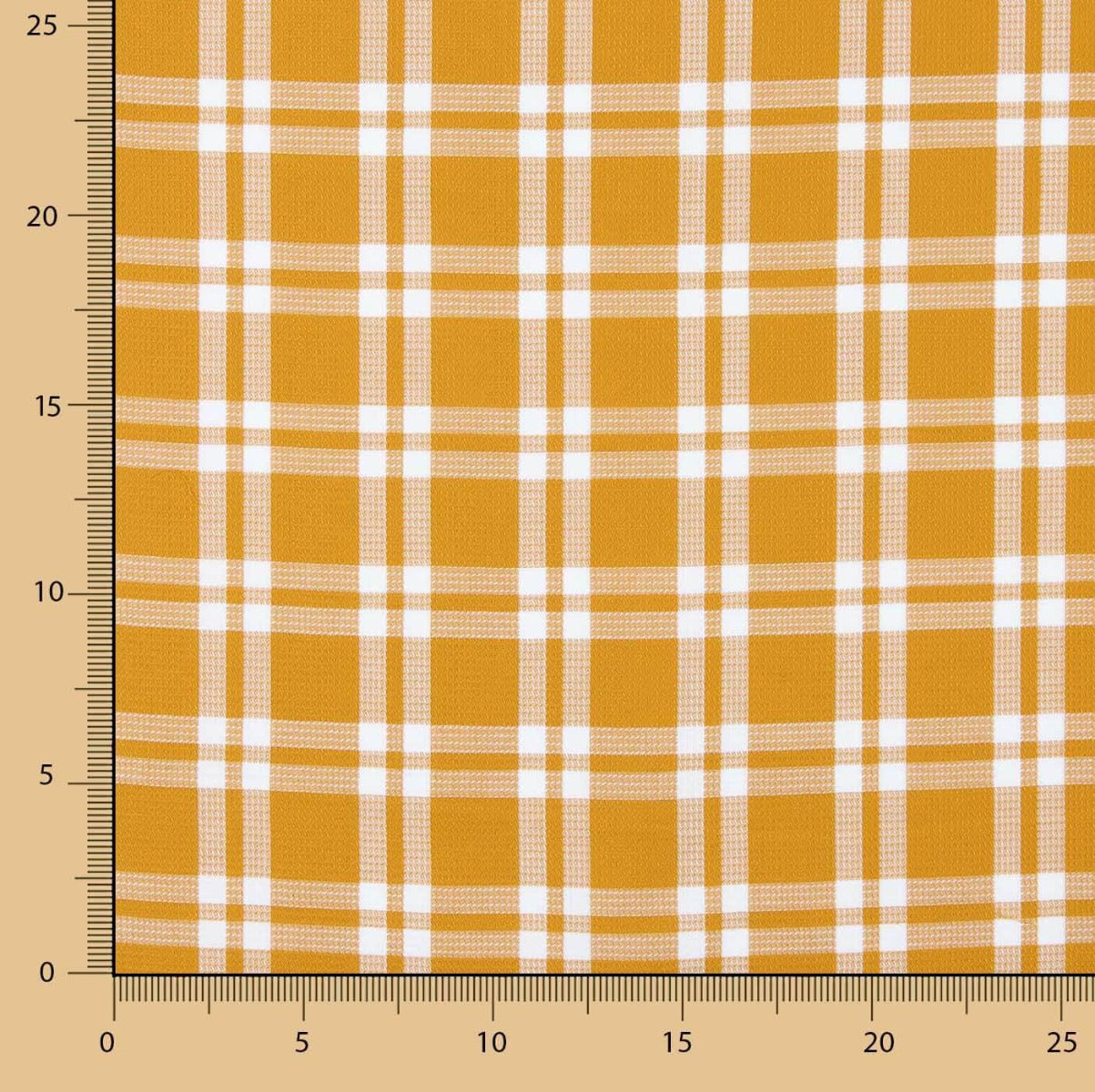 Pumpkin and White Checked Cotton Piqué Fabric - Ribes y Casals