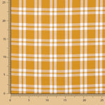 Pumpkin and White Checked Cotton Piqué Fabric - Ribes y Casals