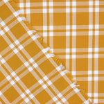 Pumpkin and White Checked Cotton Piqué Fabric - Ribes y Casals