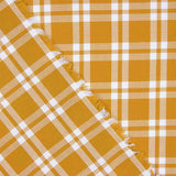 Pumpkin and White Checked Cotton Piqué Fabric - Ribes y Casals