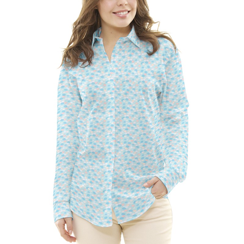 Pique Printed Clouds Turquoise - Ribes y Casals