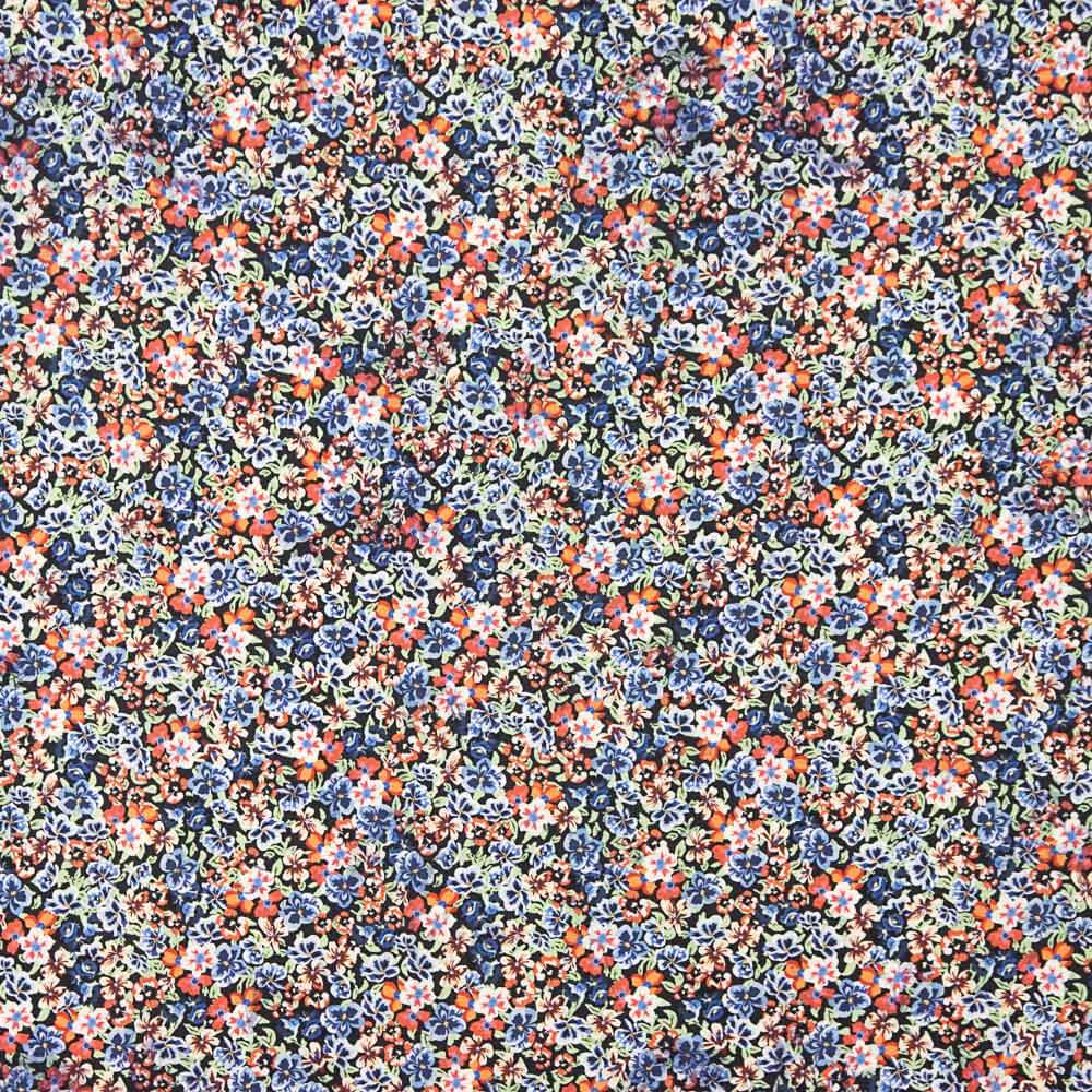 Flat Spandex Viscose Tiny Flower Blue - Ribes y Casals