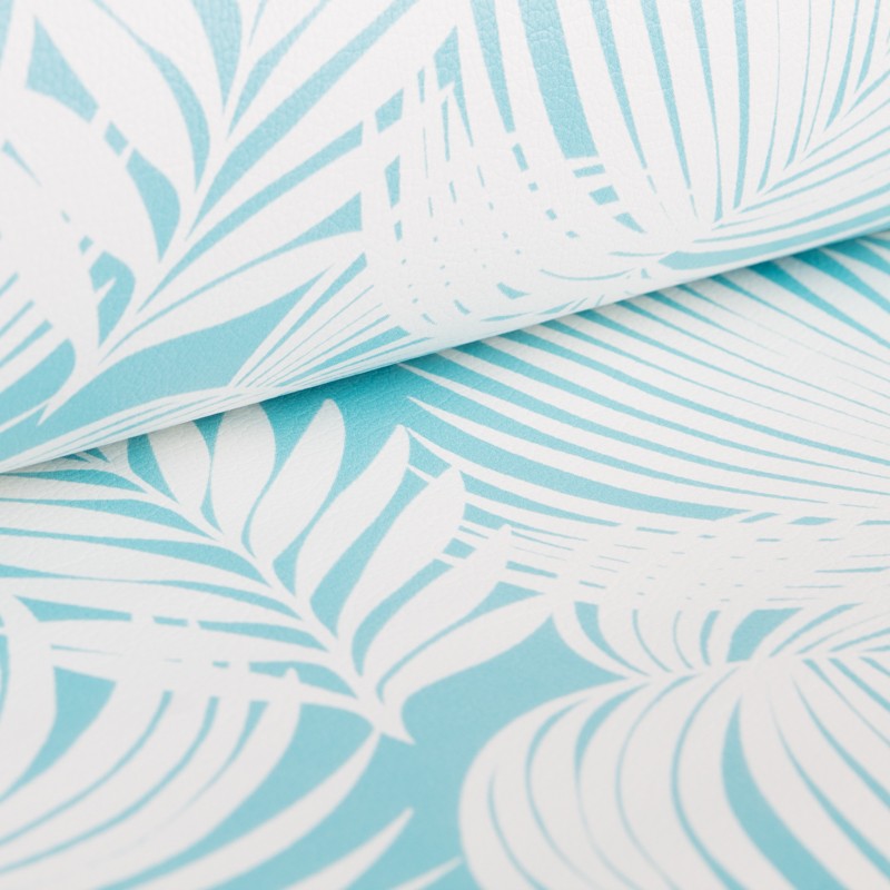 Leatherette Fabric Palm TreesTurquoise - Ribes y Casals