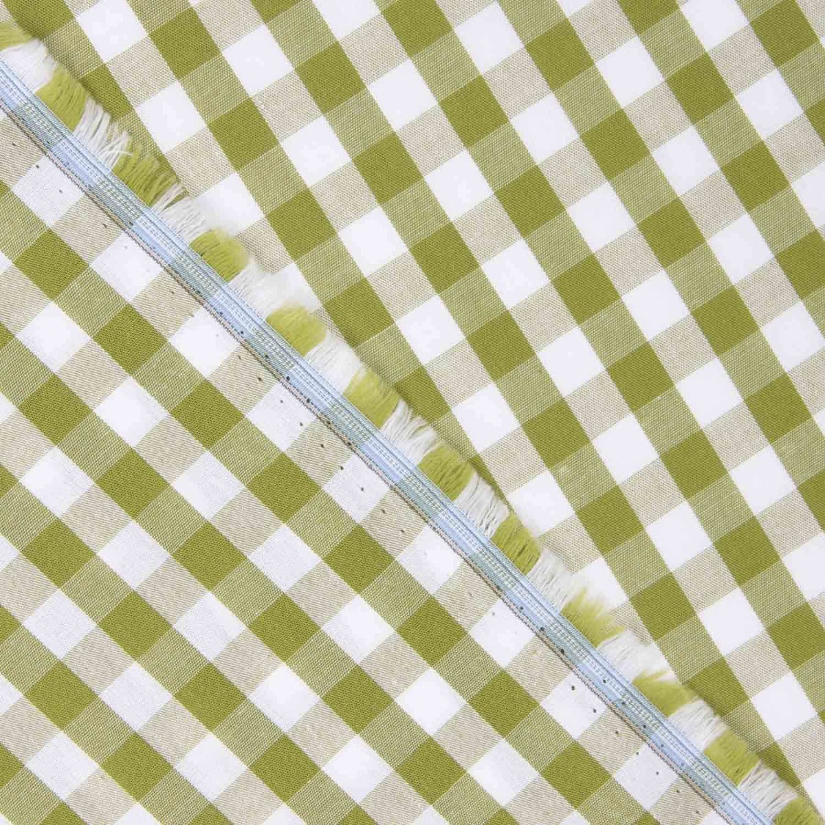 Maxi Gingham Cotton Poplin Olive Green - Ribes y Casals