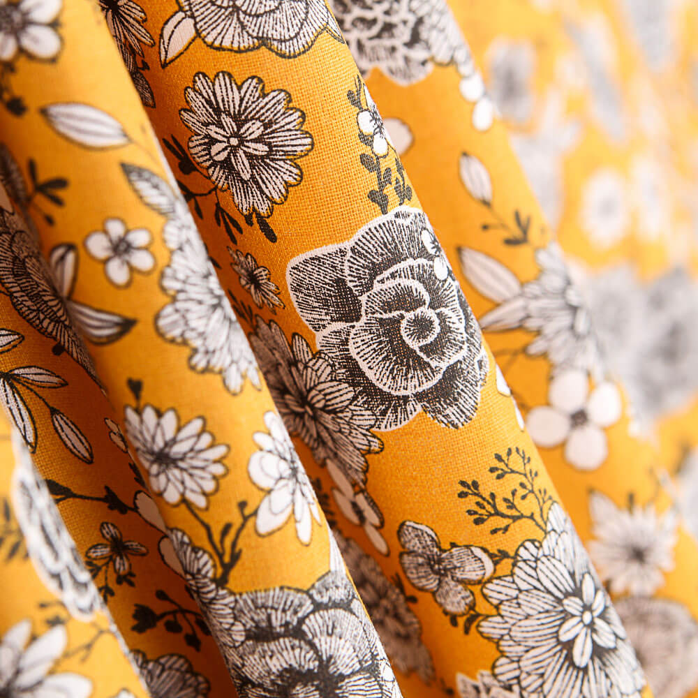 Oeko-Tex® Cotton Poplin Turmeric Flower - Ribes y Casals