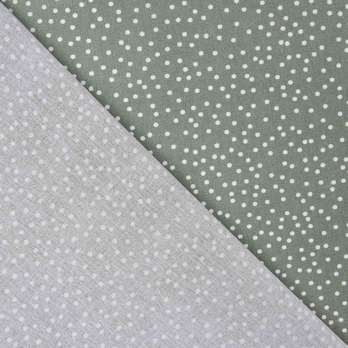 White Polka Dot on Sage Green Cotton Poplin - Ribes y Casals
