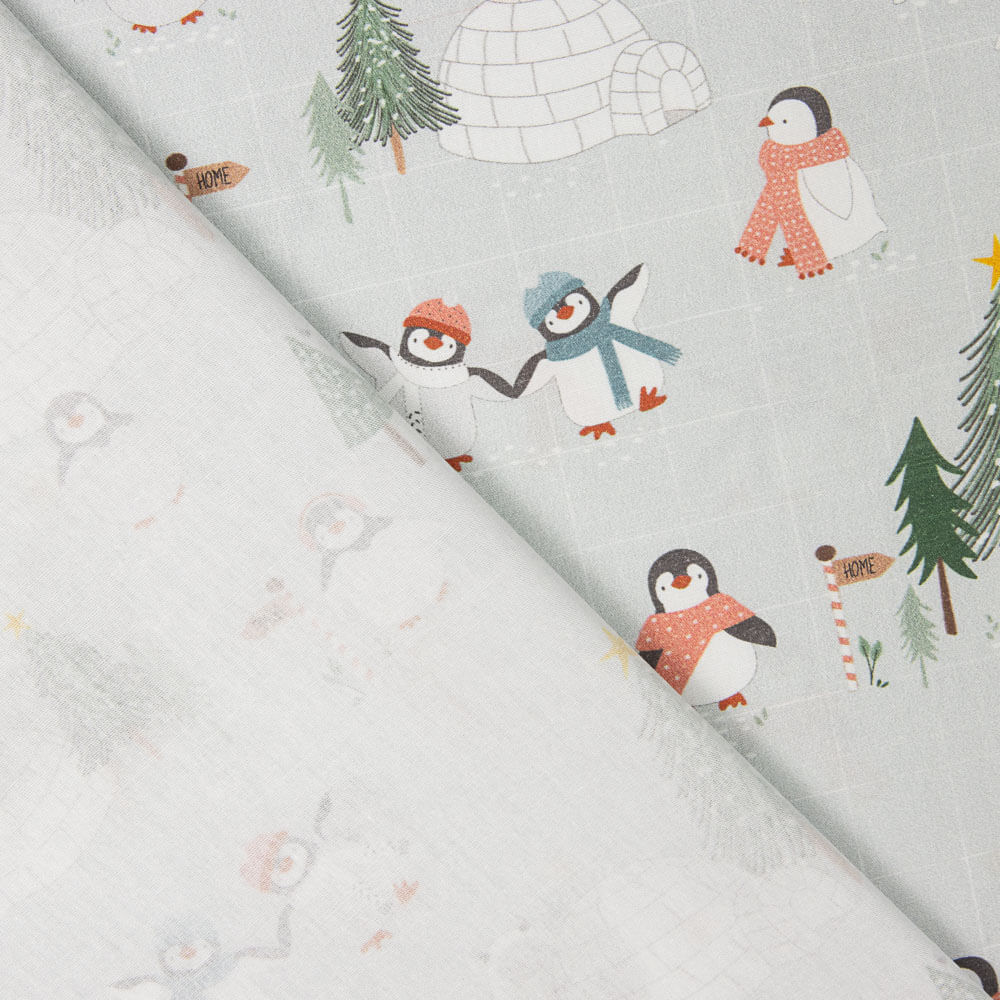 Cotton Poplin Christmas Penguins - Ribes y Casals