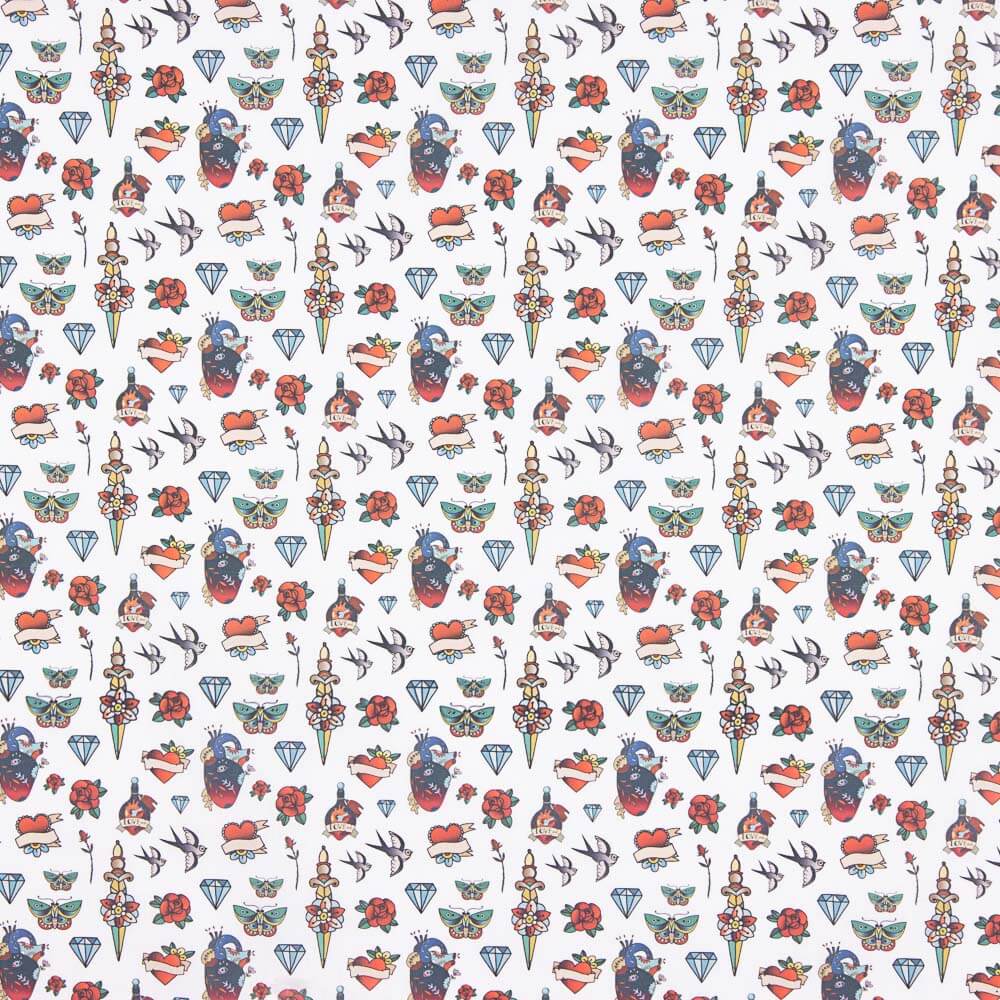 Cotton Poplin Tattoo Fabric - Ribes y Casals