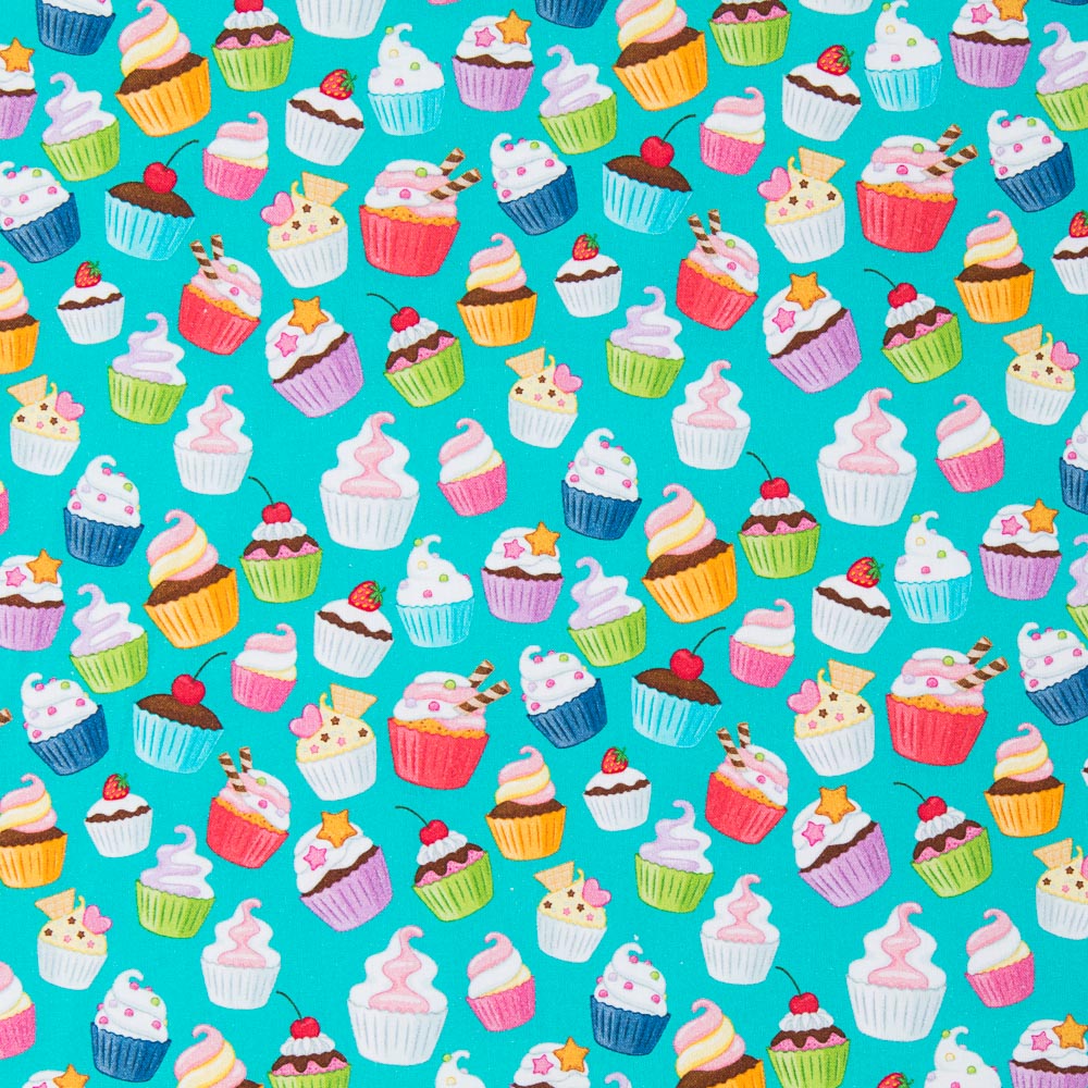 Popelín Muffins Turquesa - Ribes y Casals
