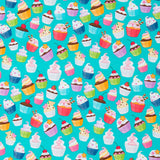 Popelín Muffins Turquesa - Ribes y Casals