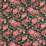 “Elegant Black Roses” Cotton Poplin - Ribes y Casals