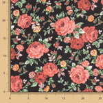 “Elegant Black Roses” Cotton Poplin - Ribes y Casals