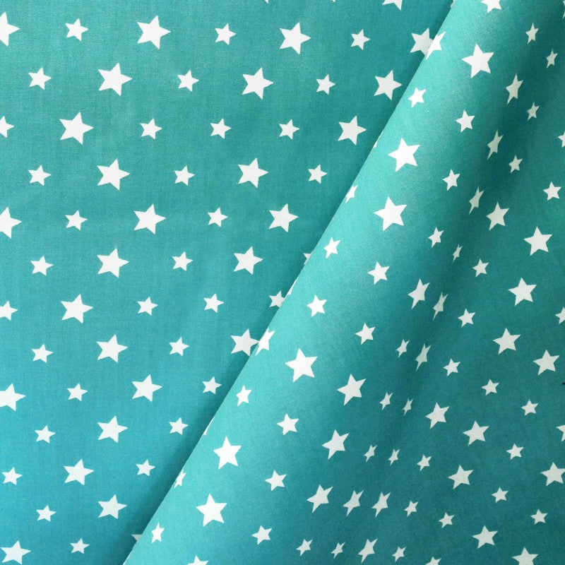 Cotton Poplin Stars Aquamarine Background - Ribes y Casals