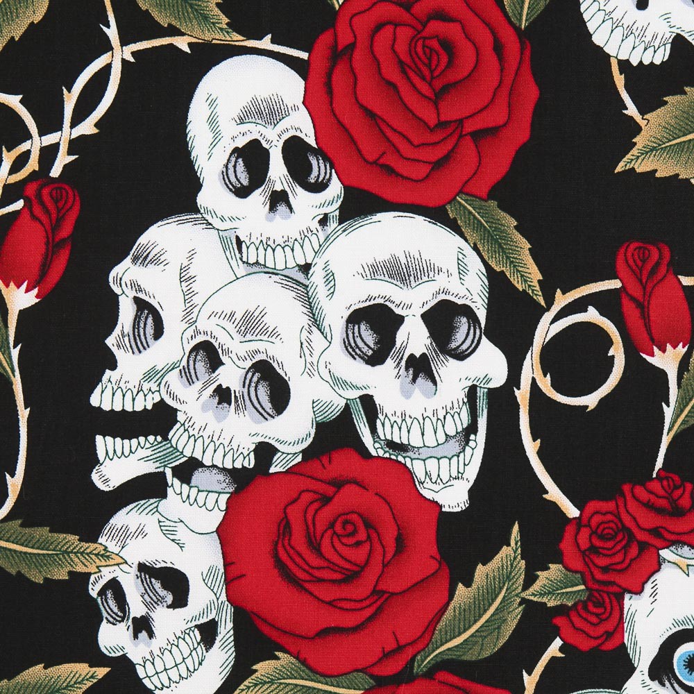 Poplin Skull and Roses - Ribes y Casals