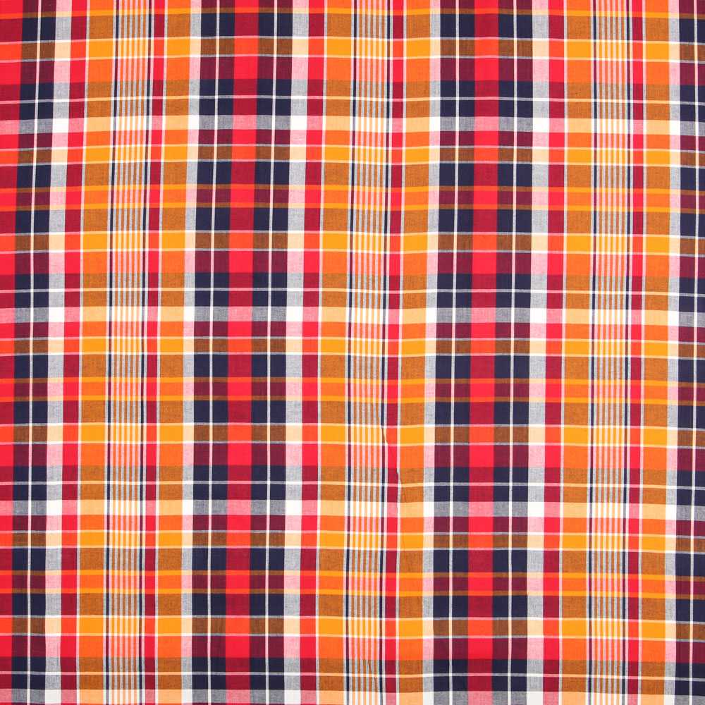 Madras Poplin Cotton Blue Orange - Ribes y Casals