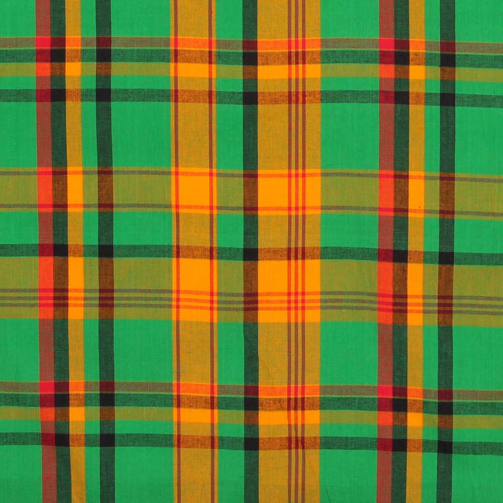 Madras Poplin Cotton Green Orange - Ribes y Casals