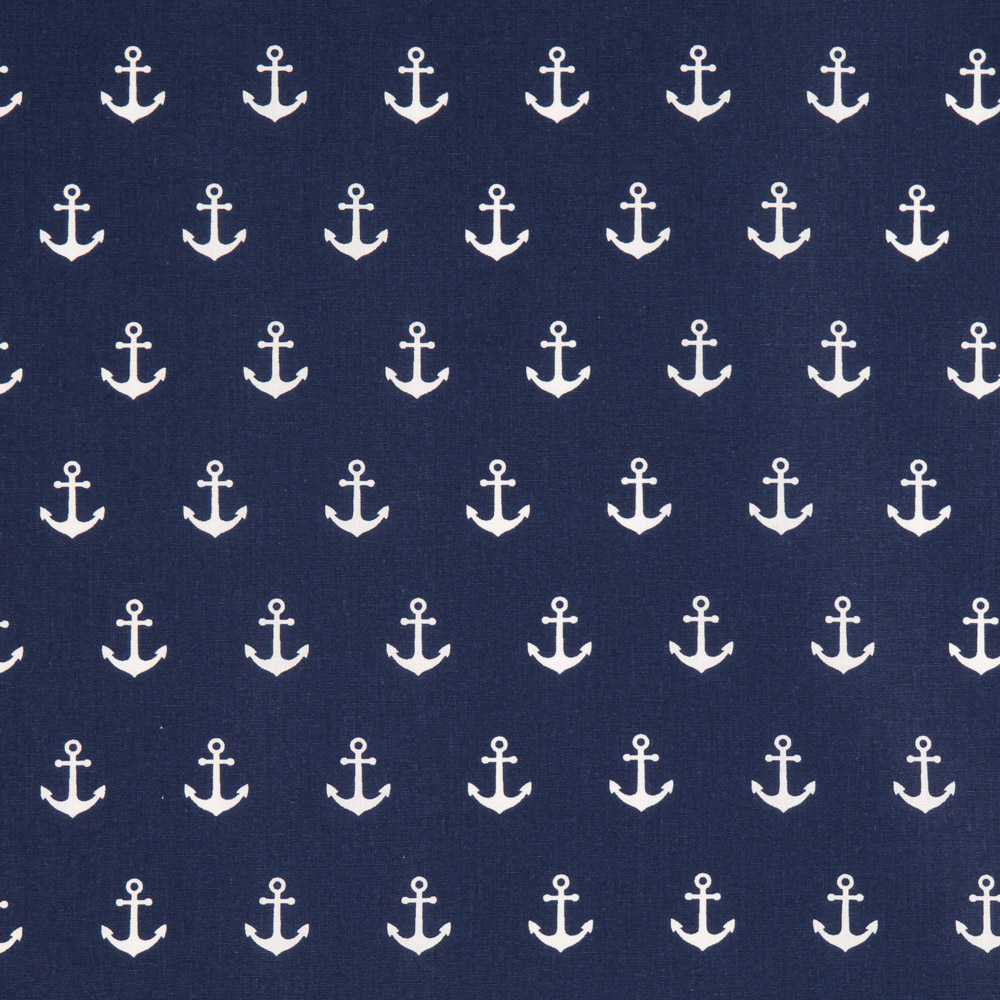 Cotton Poplin Anchors Navy Blue - Ribes y Casals