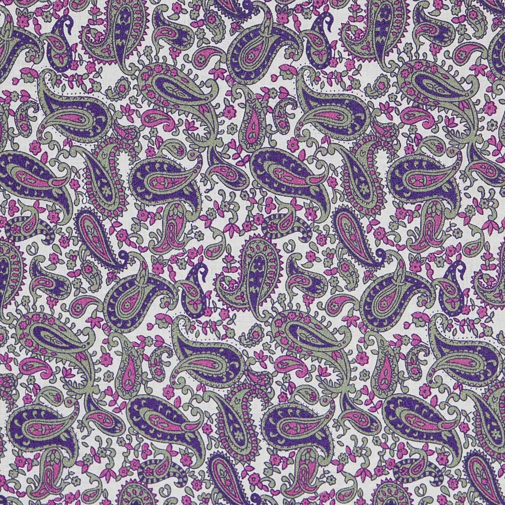 Purple Cotton Paisley Poplin - Ribes y Casals